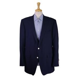 Samuelsohn Current Navy Blue w/ Mother of Pearl Buttons 140's Wool Blazer 46L